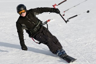 snowkiting, lyže