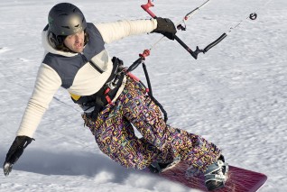 snowkiting, kiteboarding, board