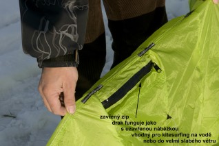 pro snowkiting, kiteboarding zavřená náběžka